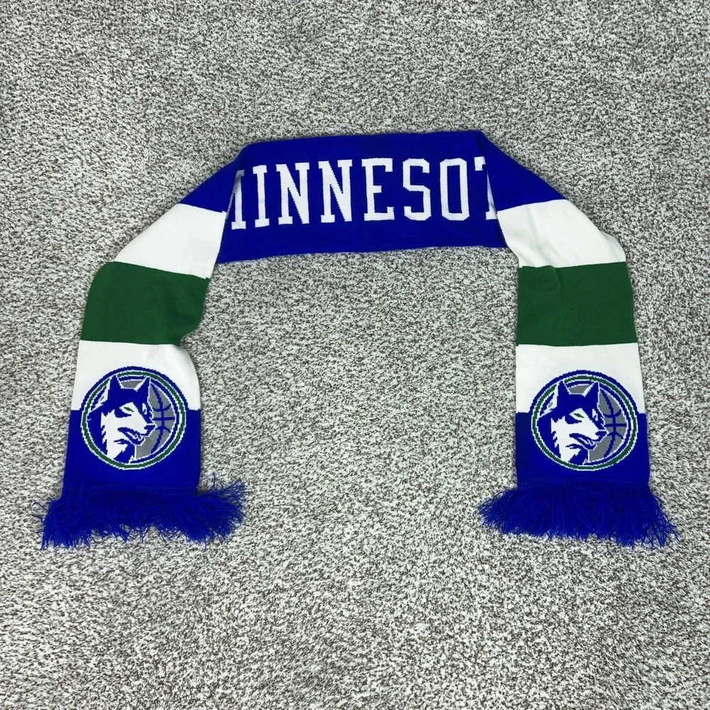 Minnesota Timberwolves Scarf Mens One Size Blue Green NBA Basketball 1989 Stripe